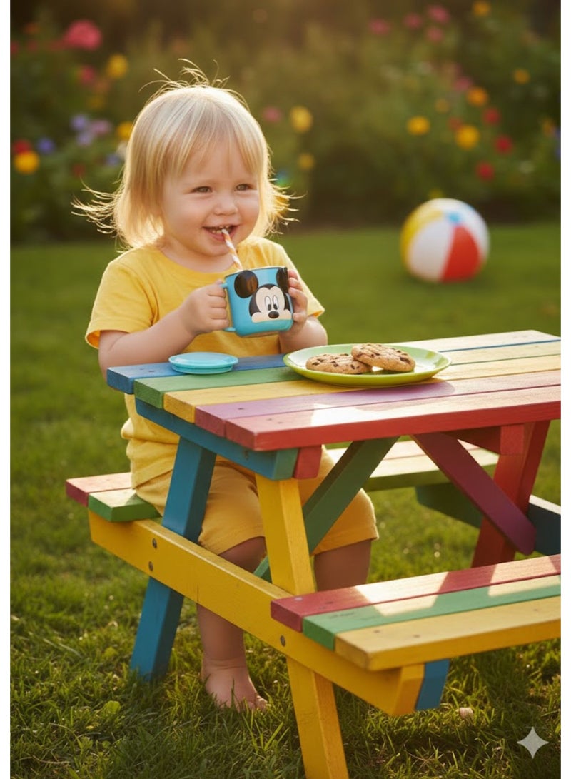 Disney Kids Stainless Steel Drinking Mug with Lid – Cartoon Design | Double Wall Insulated Cup for Hot & Cold Drinks | Leak-Resistant, Safe & Durable Children Mug (Mickey Blue) - Image 4